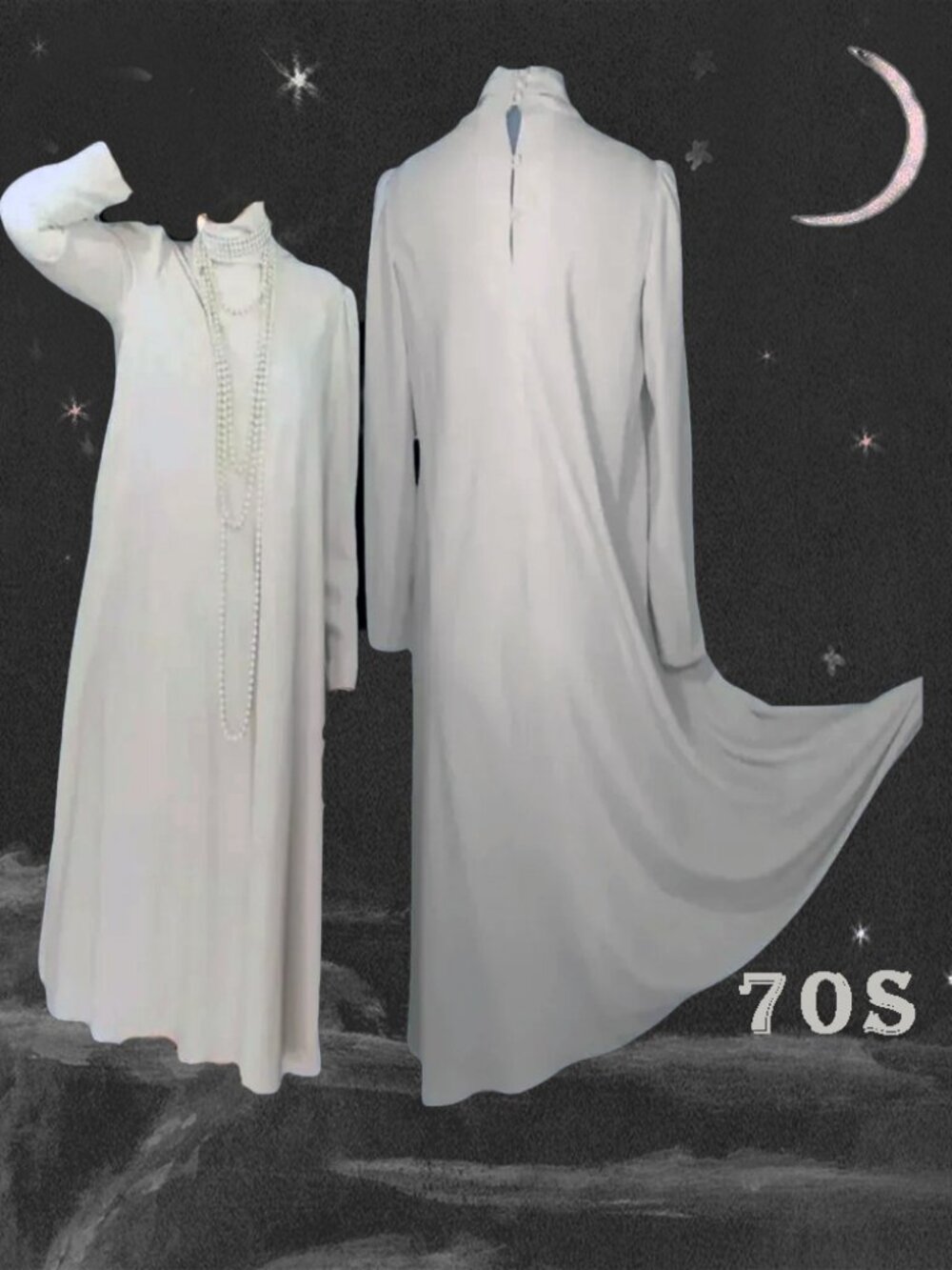 Loose Dress Long Sleeve Dressy Tent Shift, Mother Bride/ Groom 70s Vintage